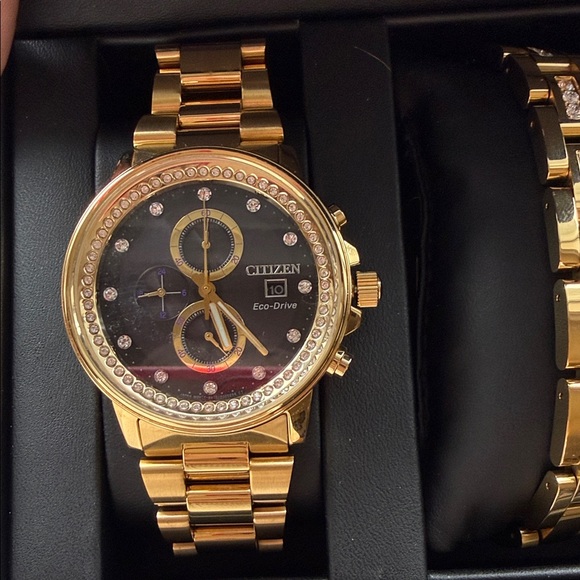 Citizen Gold and Black Chronograph Watch Set - Picture 2 of 4